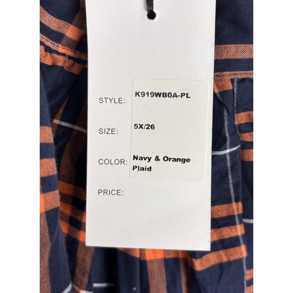 Unique Vintage Navy Orange Plaid Cotton Swing Skirt Pockets 5X 2154 - Picture 5 of 7